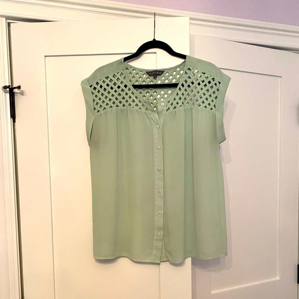 Addition Elle mint green sleeveless lattice feature blouse